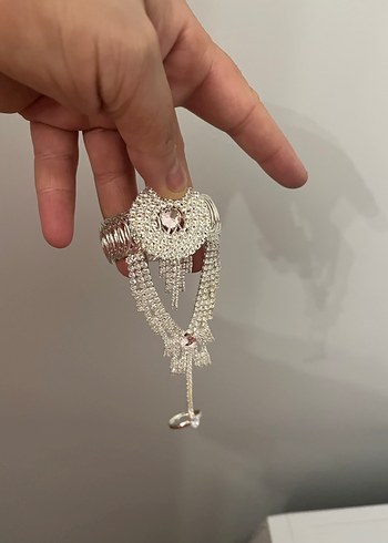 Beyaz Yılan Desenli Boncuklu Kadın El Zinciri - Görsel 4