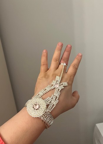 Beyaz Boncuklu Bohem Kadın El Zinciri - Görsel 2