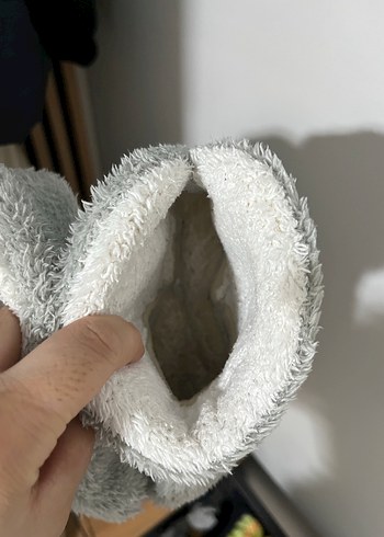 Kızlar için Gri Örgü Sıcak Ev Terliği - Görsel 3