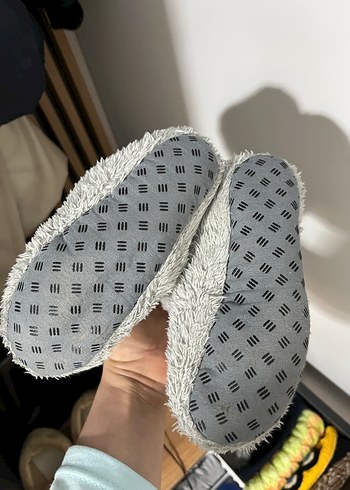 Kızlar için Gri Örgü Sıcak Ev Terliği - Görsel 2