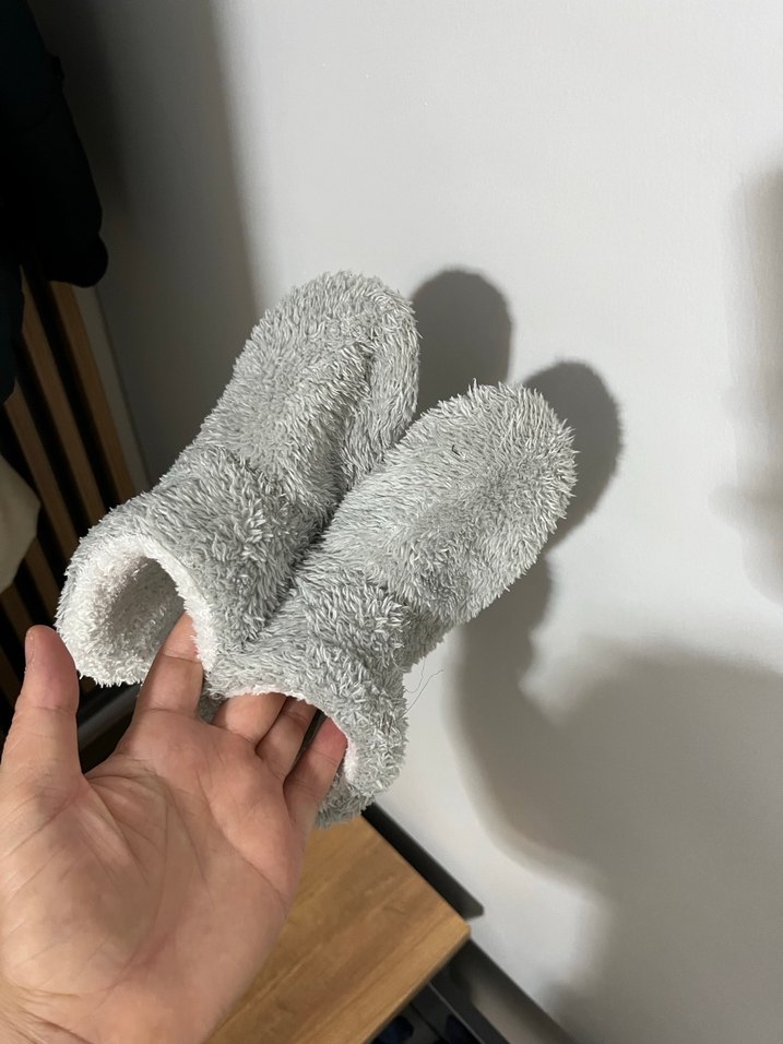 Kızlar için Gri Örgü Sıcak Ev Terliği - Görsel 4