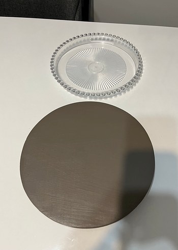 Bej ve şeffaf yuvarlak tabak seti - Görsel 2