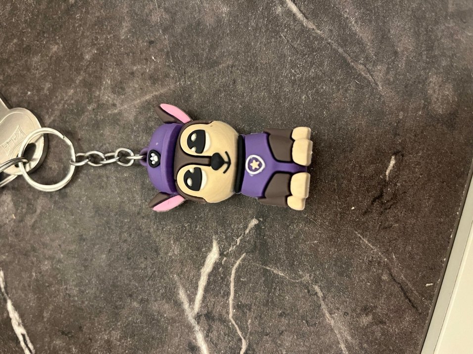 Mor Biker Tarzı Zincir Detaylı Anahtarlık - Görsel 2