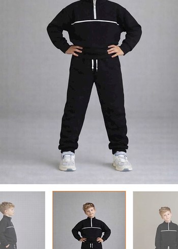 Erkek Gri Yüksek Yakalı Rahat Eşofman Takımı - Görsel 4