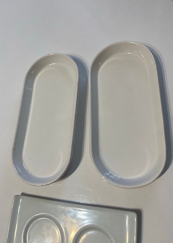 Beyaz ve Gri Seramik Servis Tabağı Seti - Görsel 3