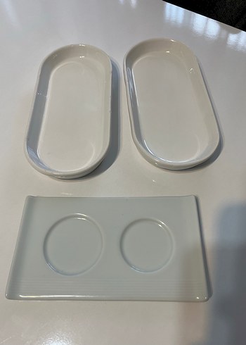 Beyaz ve Gri Seramik Servis Tabağı Seti - Görsel 4