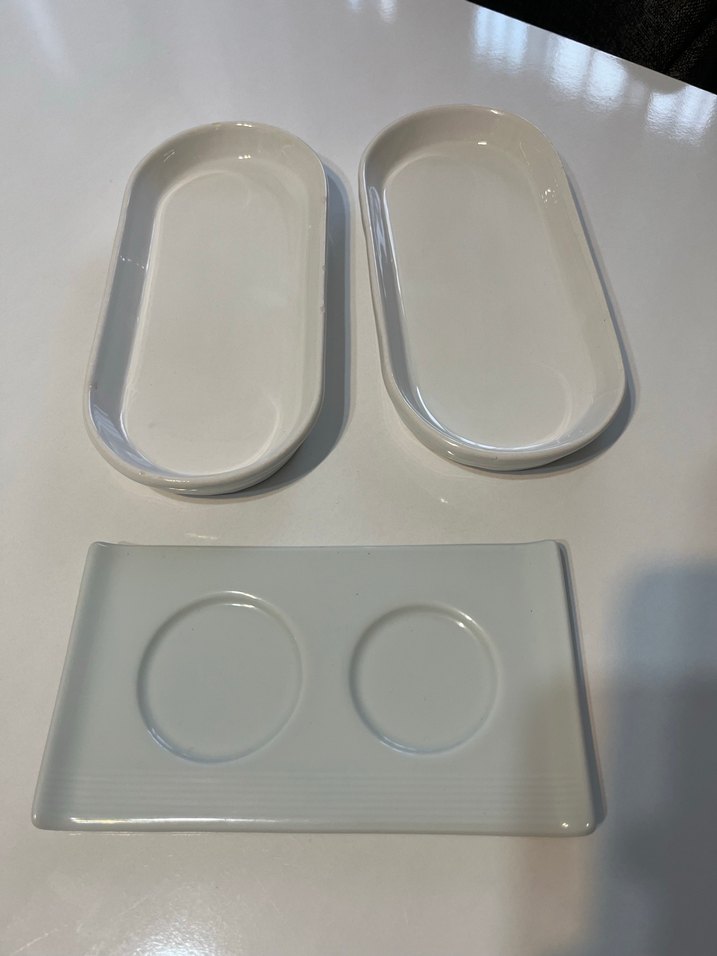 Beyaz ve Gri Seramik Servis Tabağı Seti - Görsel 4