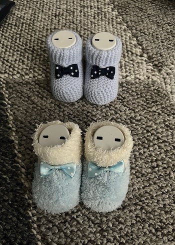 Gri Örgü Erkek Bebek Patikleri - Görsel 3