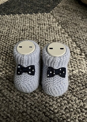 Gri Örgü Erkek Bebek Patikleri - Görsel 4