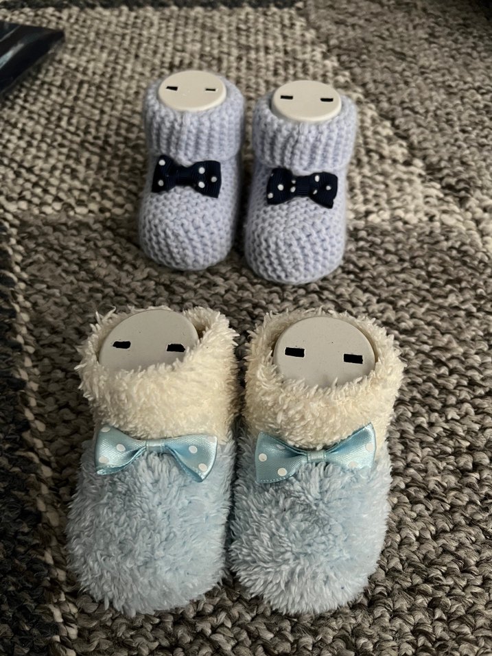 Gri Örgü Erkek Bebek Patikleri - Görsel 2