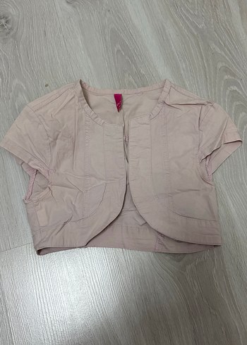 Kız Çocuk Kısa Kollu Keten Bolero