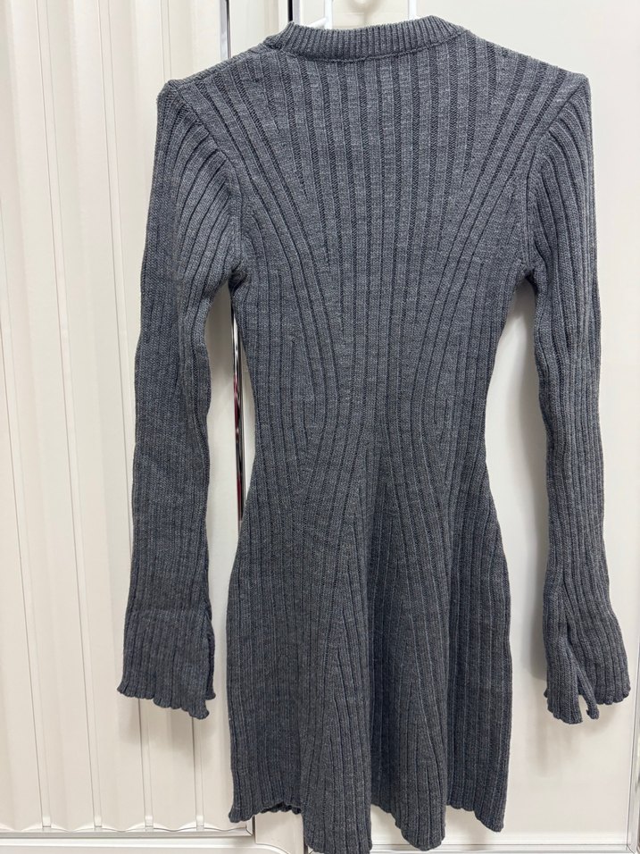 Gri Kadın Triko Midi Elbise Havoş - Görsel 3