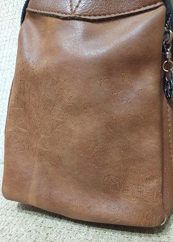 Kahverengi Deri Kadın Çapraz Çanta - Görsel 3