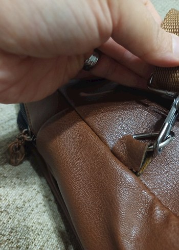 Kahverengi Deri Kadın Çapraz Çanta - Görsel 6