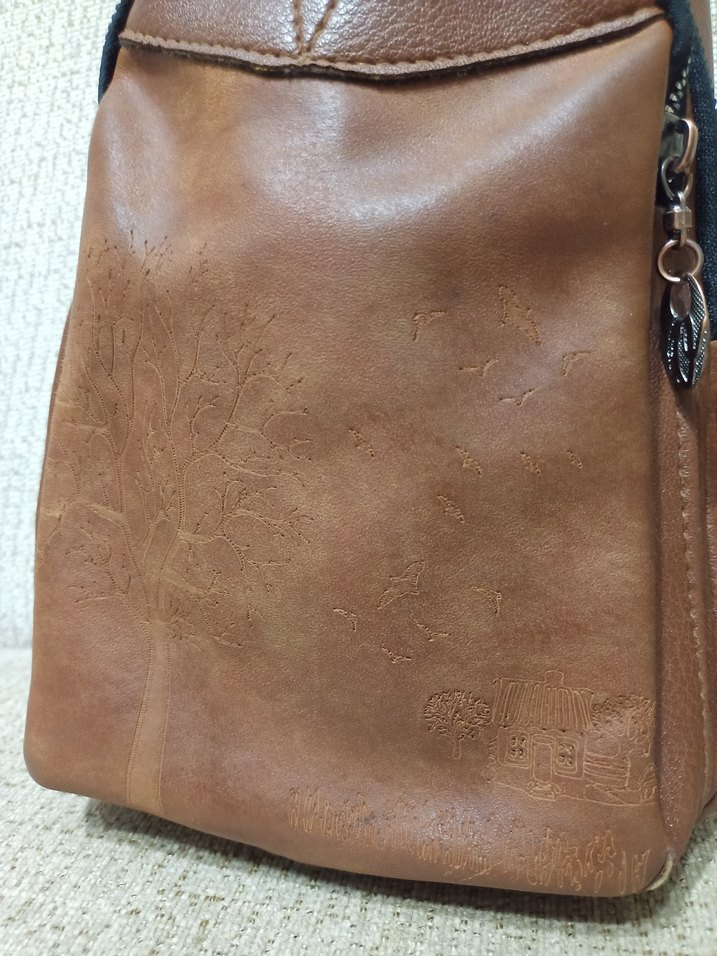 Kahverengi Deri Kadın Çapraz Çanta - Görsel 3