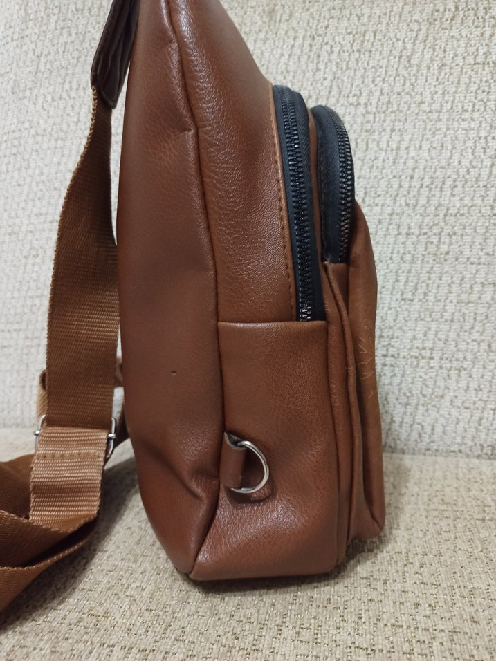 Kahverengi Deri Kadın Çapraz Çanta - Görsel 5