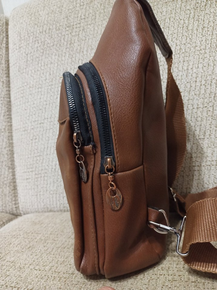 Kahverengi Deri Kadın Çapraz Çanta - Görsel 2