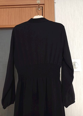 Siyah Uzun Kollu Drapeli Uzun Elbise - Görsel 4