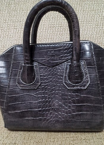 Gri Deri Yılan Desenli Kadın Çanta - Görsel 3