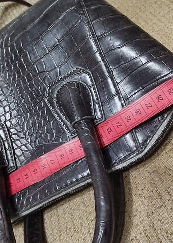 Gri Deri Yılan Desenli Kadın Çanta - Görsel 7