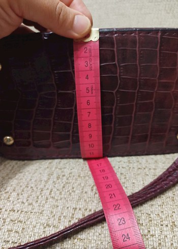 Bordo Deri Yılan Desenli Kadın Çanta - Görsel 7