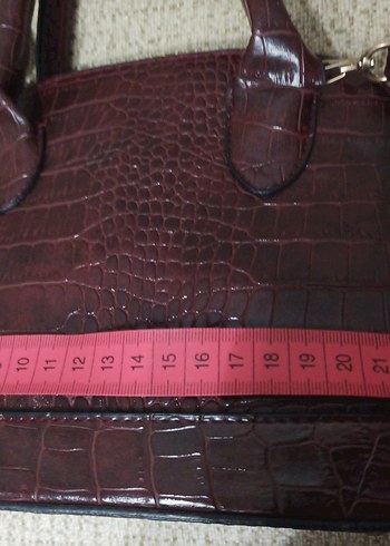 Bordo Deri Yılan Desenli Kadın Çanta - Görsel 6