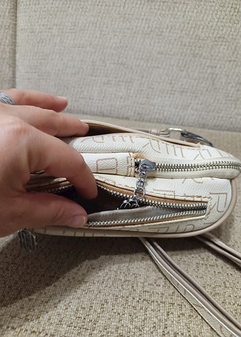 Bej Deri Kadın Omuz Çantası - Görsel 8