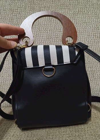 Siyah Beyaz Zebra Desenli Deri Kadın Çanta - Görsel 2