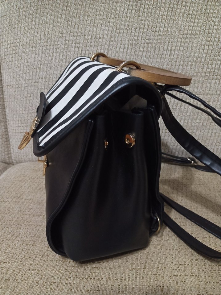 Siyah Beyaz Zebra Desenli Deri Kadın Çanta - Görsel 5