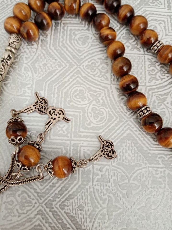 Kaplan gözü Kahverengi Erkek Tesbih - Görsel 2