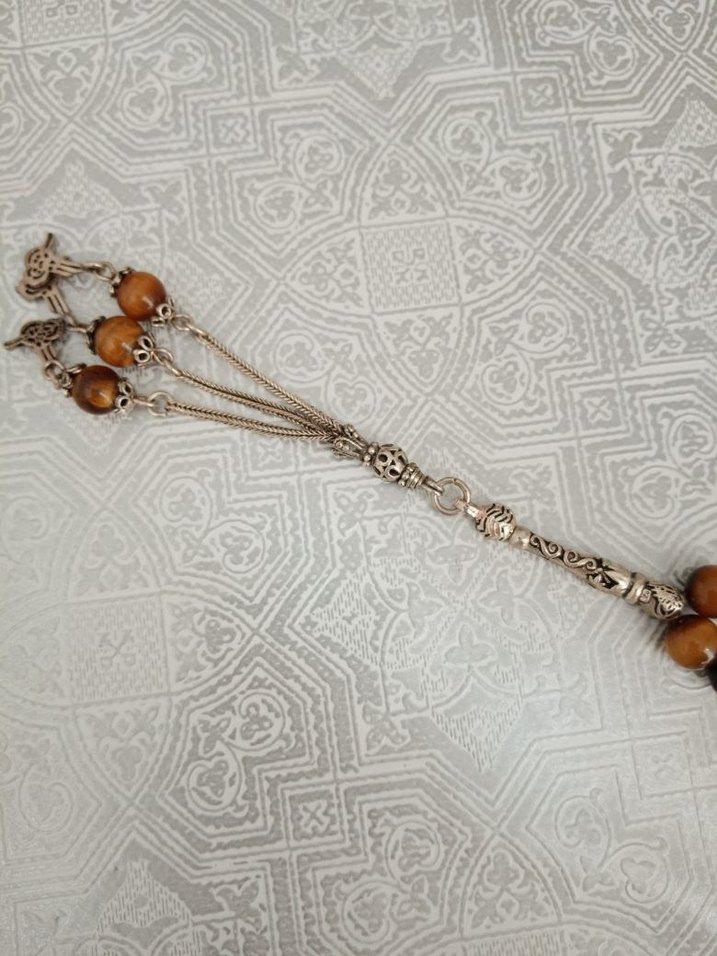 Kaplan gözü Kahverengi Erkek Tesbih - Görsel 4