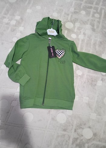 çocuk Yeşil Kapüşonlu Baskılı Sweatshirt - Görsel 2