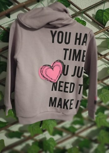 Kız Çocuk Gri Kapüşonlu Fermuarlı Sweatshirt - Görsel 3