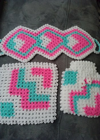 Renkli Örgü çeyizlik lif takimi 450 - Görsel 2