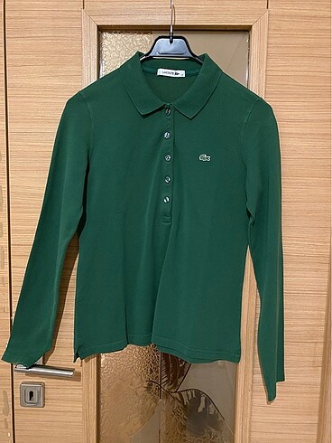 Lacoste Orjinal koyu yeşil uzun kollu polo yaka