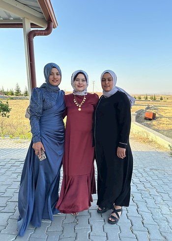 Lacivert Drapeli Uzun Abiye Elbise - Görsel 2