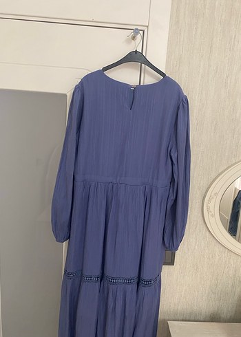 Mavi Uzun Bohem Keten Elbise - Görsel 6