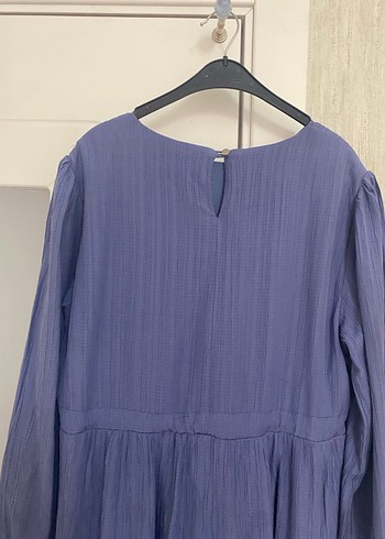 Mavi Uzun Bohem Keten Elbise - Görsel 7