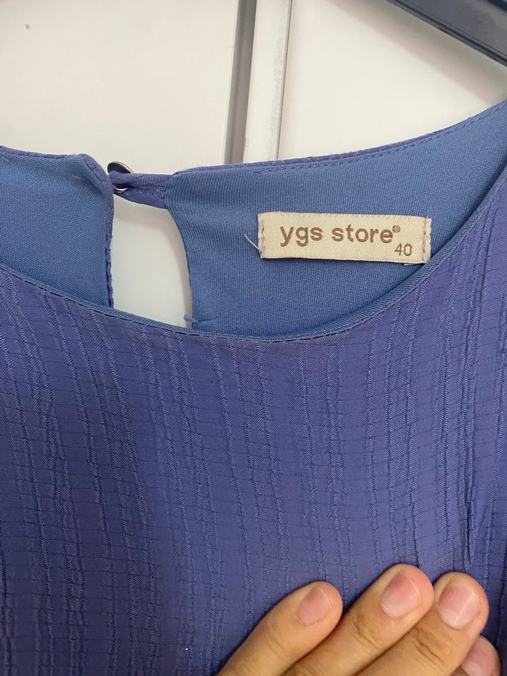 Mavi Uzun Bohem Keten Elbise - Görsel 2