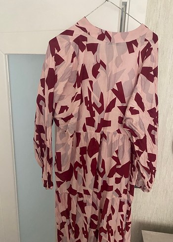 Pembe Pilili Uzun Kadın Elbise - Görsel 2