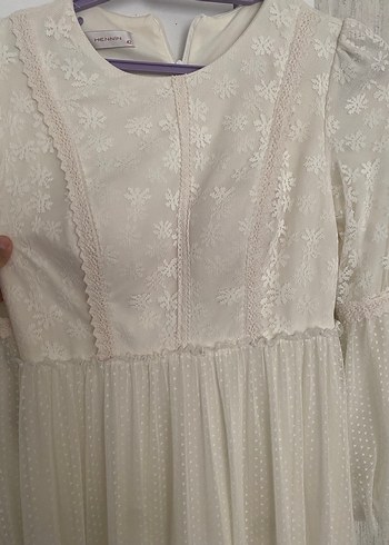 Dantel Detaylı Uzun Beyaz Bohem Elbise - Görsel 7