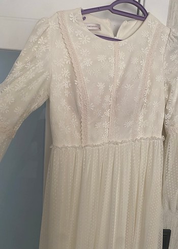 Dantel Detaylı Uzun Beyaz Bohem Elbise - Görsel 5