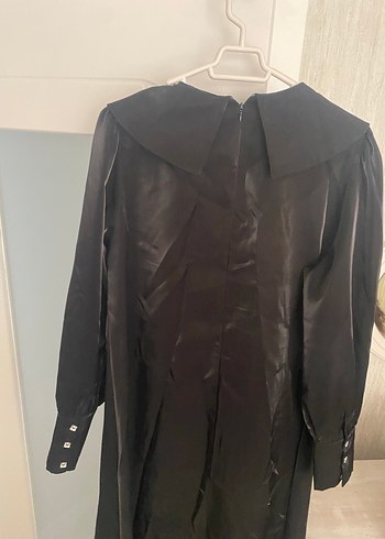 Uzun Siyah Drapeli Tesettür Elbise - Görsel 7