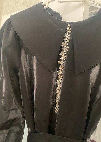 Uzun Siyah Drapeli Tesettür Elbise - Görsel 6