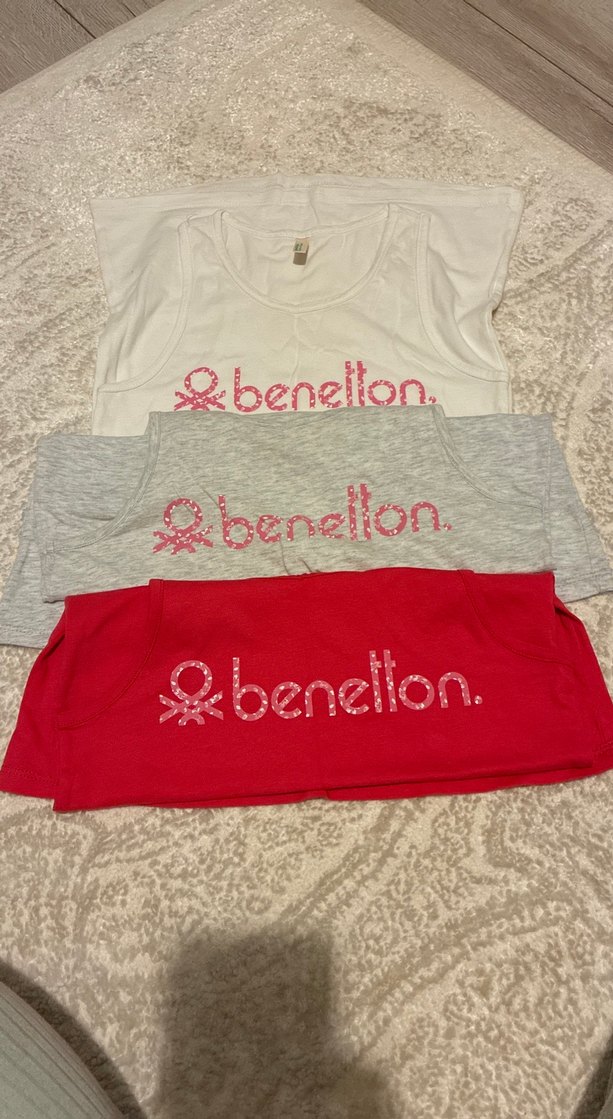 Benetton Organik Pamuk Beyaz çocuk atlet tişört - Görsel 2