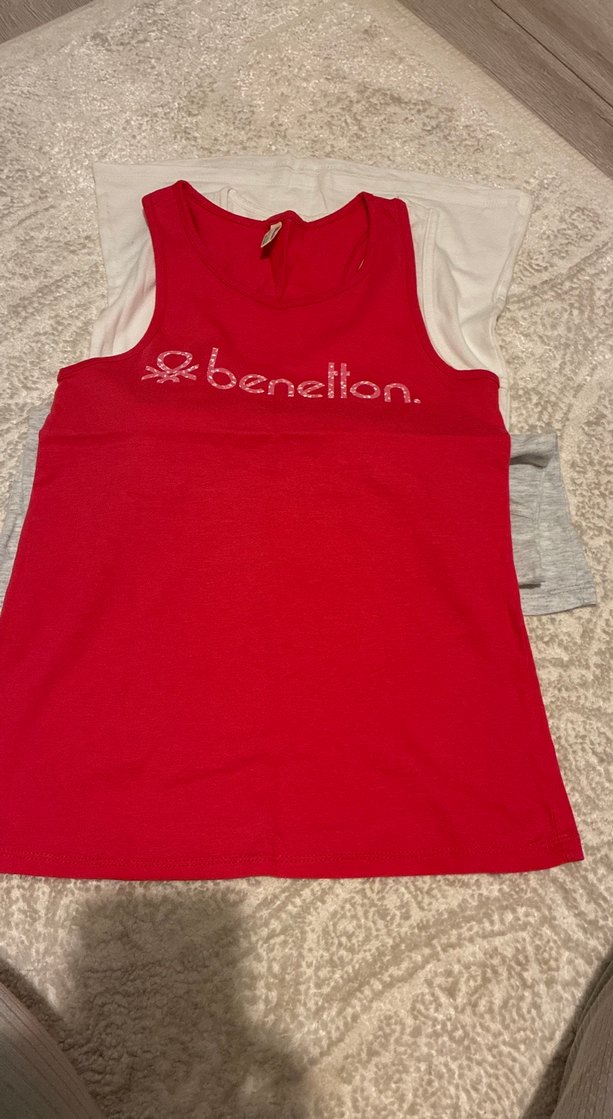 Benetton Organik Pamuk Beyaz çocuk atlet tişört - Görsel 3