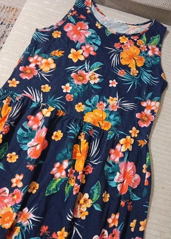 Çiçek Desenli Renkli Kız Elbisesi - Görsel 2