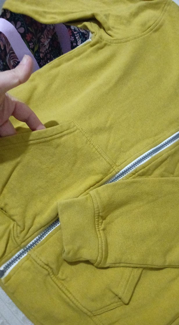 Erkek kiz Çocuk Sarı Kapüşonlu Fermuarlı Sweatshirt - Görsel 3