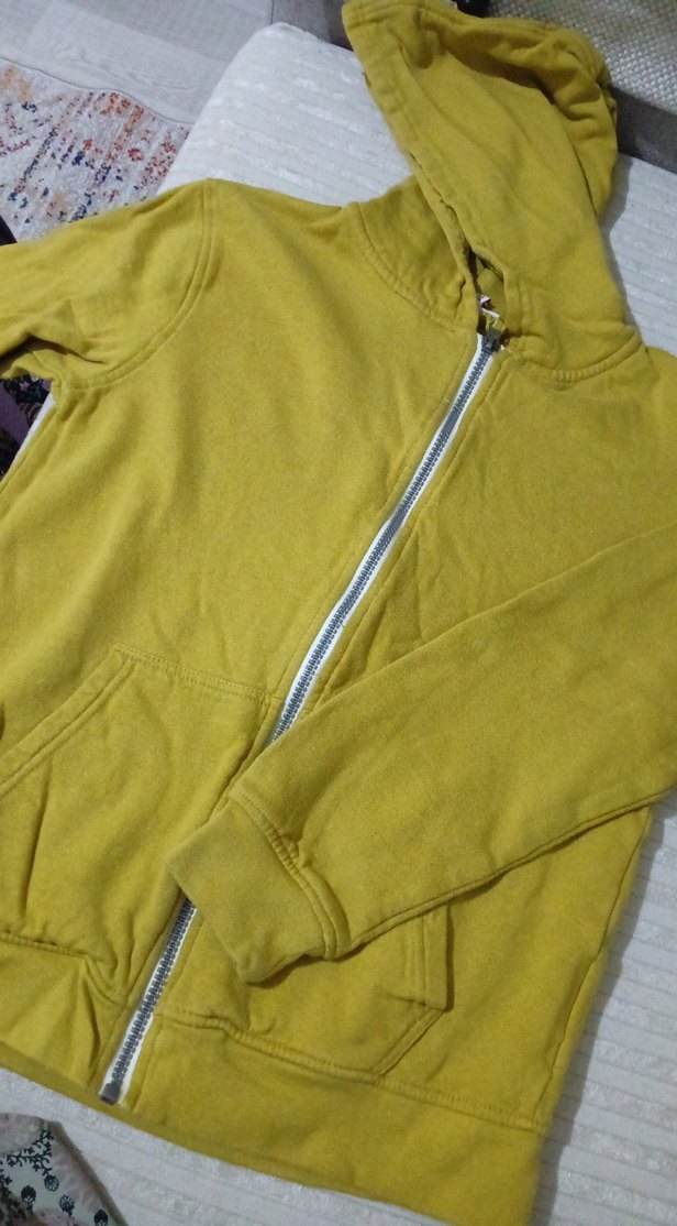 Erkek kiz Çocuk Sarı Kapüşonlu Fermuarlı Sweatshirt - Görsel 2