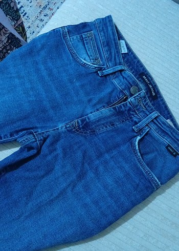 Düğmeli Mavi Kadın Denim Pantolon - Görsel 2